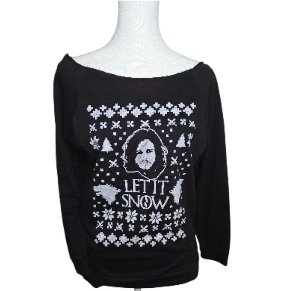 Next Level Apparel Game of Thrones Let It Snow Jon Snow Ugly Sweater Style Top M